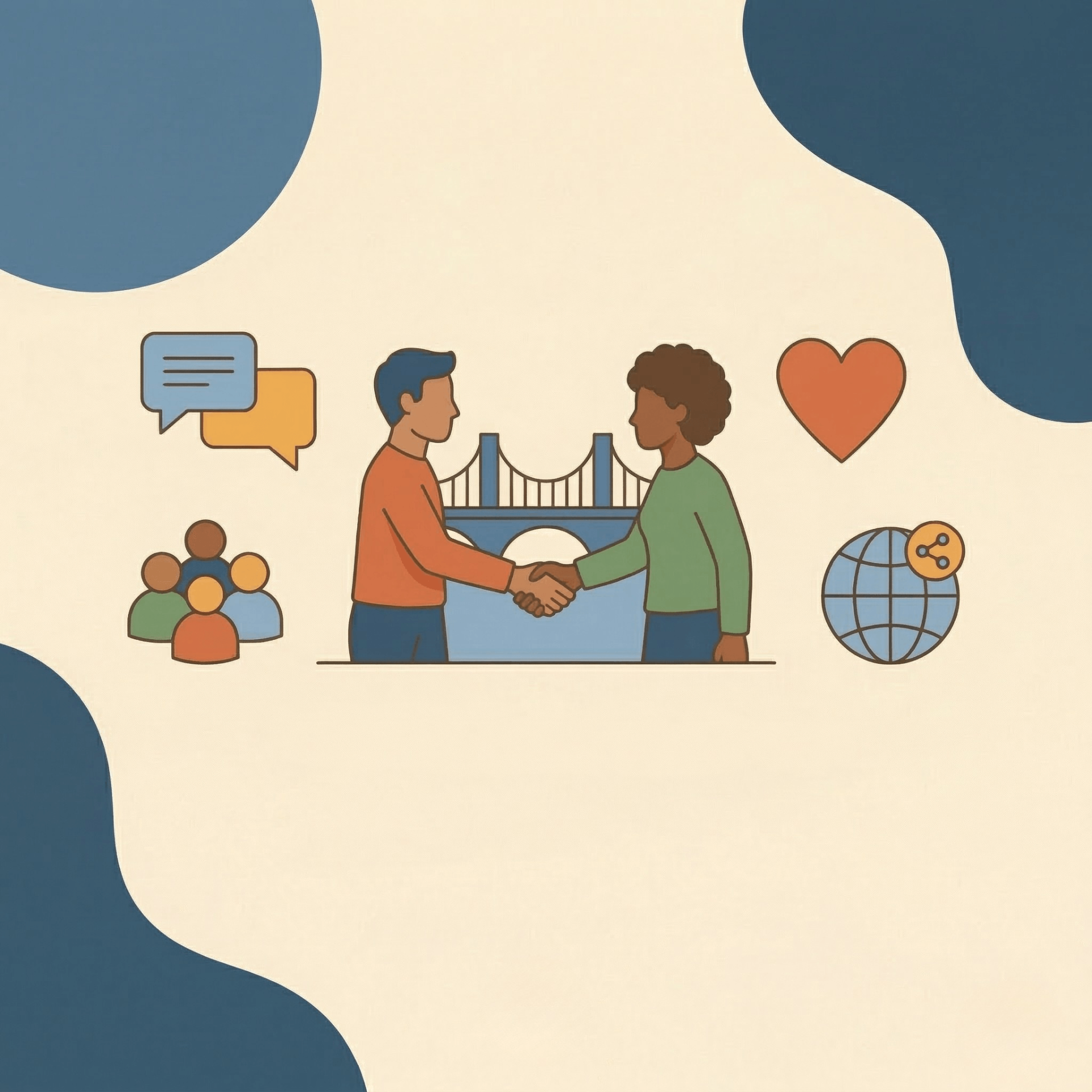 Being Human illustration representing conversation, relationships and cooperation