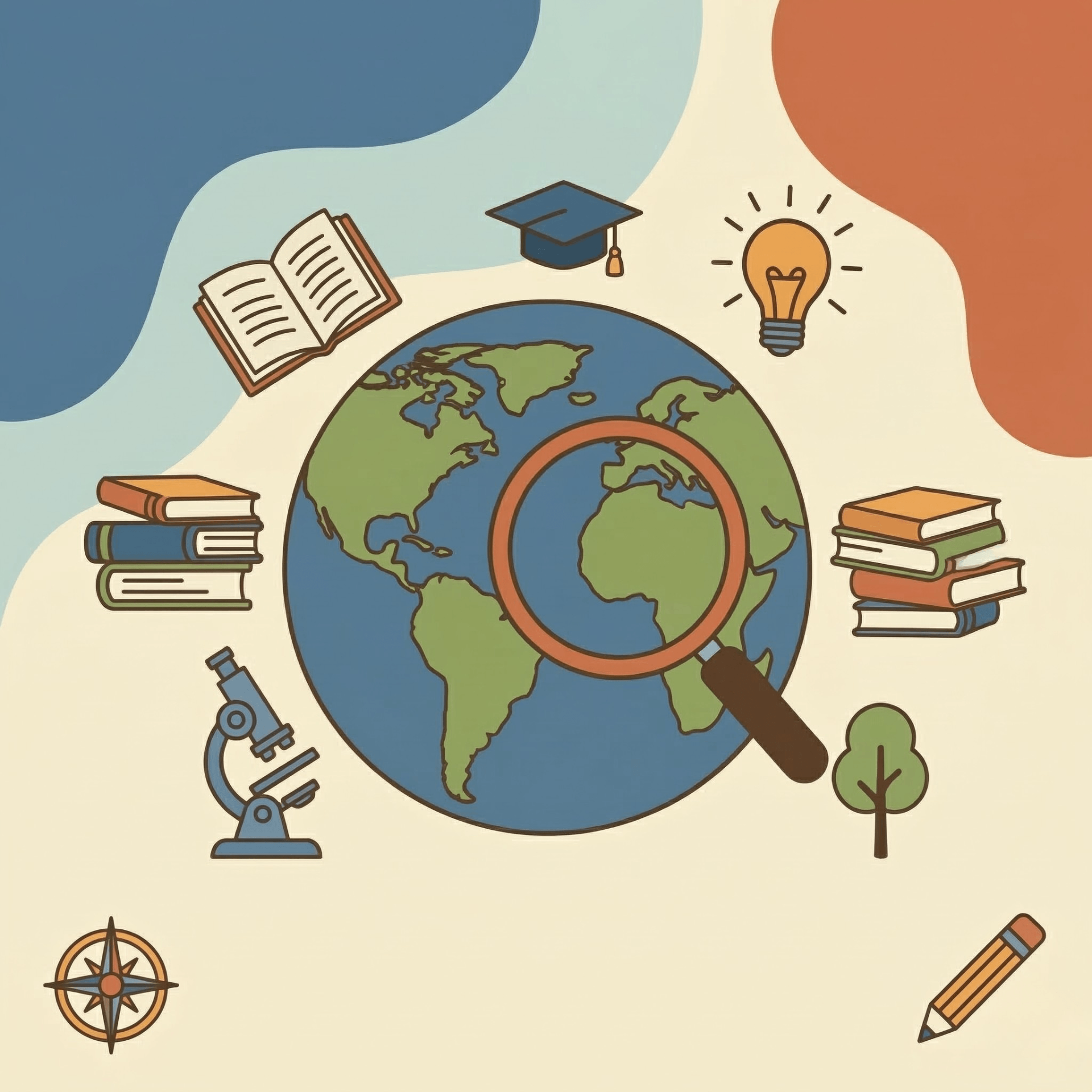 Being Human illustration representing curiosity, research and understanding the world